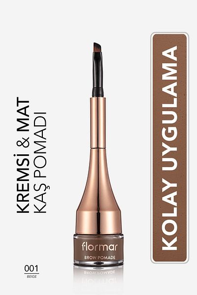 Flormar Dense Pigmented Permanent Eyebrow Pomade (BEIGE) - Brow Pomade - 001 Beige -8690604572182