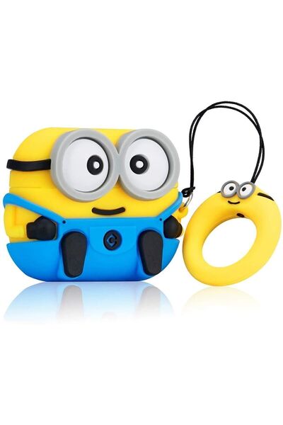 white case AirPods Pro 2 Uyumlu Minnion Tasarımlı Silikon Kılıf – Şık Ve Koruyucu Kapak