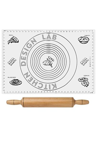 Kitchen Design Lab طقم من قطعتين بساط لف العجين سيليكون أبيض مقاس 45 × 65 سم ...