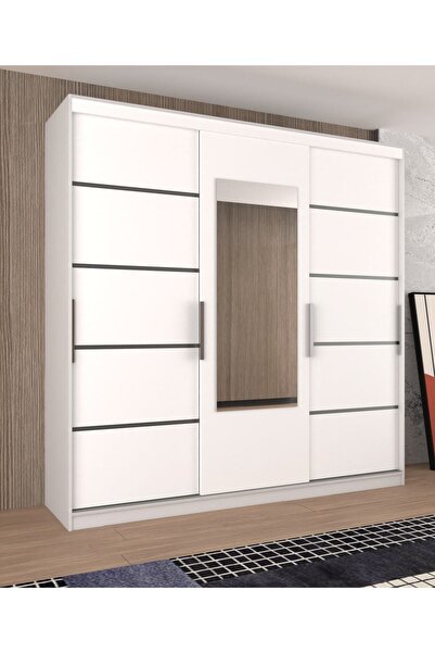 yılwood Sürgülü Gardırop Boydan Kapaklı Tavana Kadar Kapaklı Çıtalı Dolap 280...