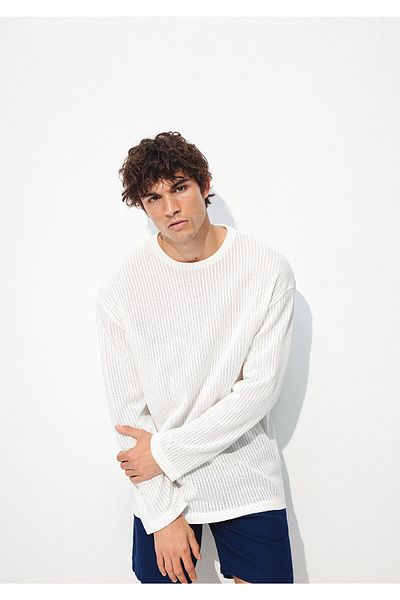 Mavi Λευκό μακρυμάνικο μπλουζάκι Loose Fit -0612326-80194