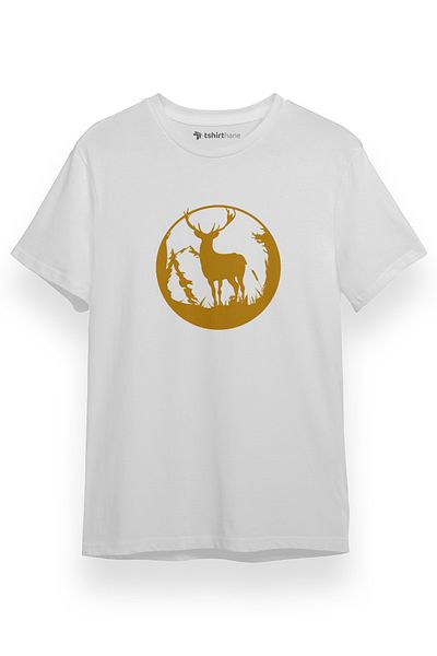 Tshirthane Ανδρικό μπλουζάκι Wild Deer Icon Λευκό κοντομάνικο