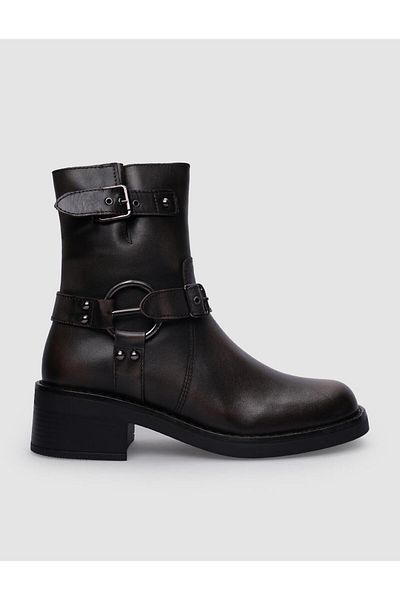 Cabani Genuine Leather Mink Women's Casual Boots - Zippered