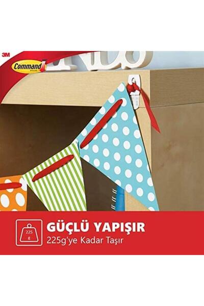 3M ™ Command™ 17006-CEE Mini Boy Beyaz Askı, Max 225 gr (6 Askı + 8 Küçük Boy...
