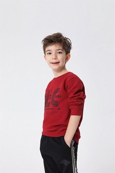 Lee Cooper Paul Boy's Crew Neck Φούτερ Μπορντό Μοντέλο