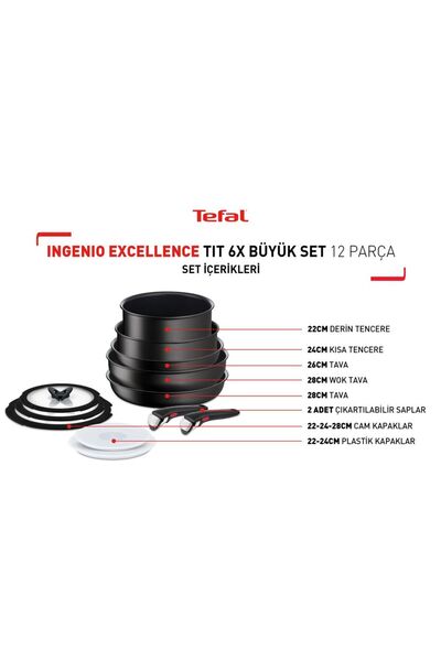 TEFAL Ingenio Exception Titanyum 6x Büyük Set 12 Parça