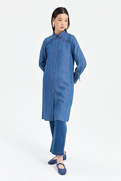 Nihan Tassel Detailed Tan Tunic