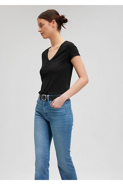 Mavi Schwarzes Stretch-T-Shirt mit V-Ausschnitt - Taillierter Schnitt162769-900