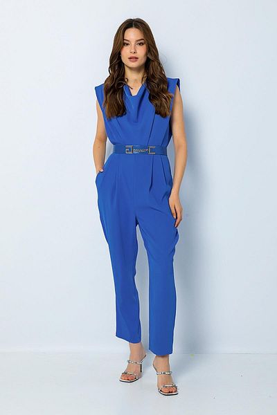 Green & Country Metaverse - Carrot Leg Jumpsuit with Degaje Collar and Belt Detail