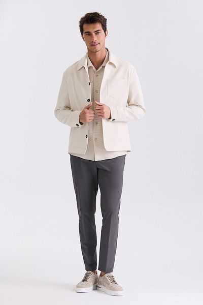 Jakamen Κρεμ Slim Fit Baby Collar Εποχιακό Παλτό