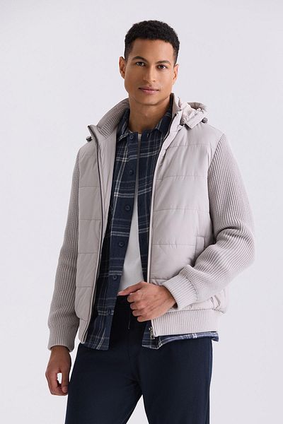 Jakamen Πλεκτό χειμερινό παλτό με κουκούλα Stone Comfort Fit