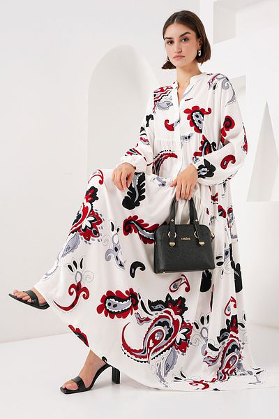 Bigdart 2423 Authentic Patterned Dress - White