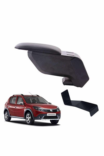 3 Tıkla Dacia Sandero Stepway 2011 Delmesiz Çelik Ayaklı Siyah Kolçak Kol Dayama