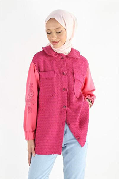 Plistre Πουκάμισο Hijab Tweed με κουμπιά μεγέθους 2120