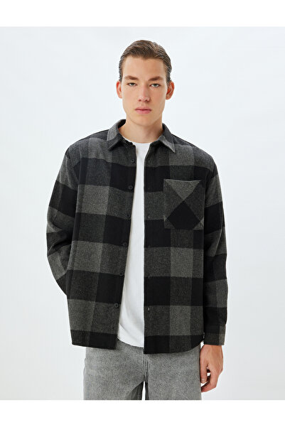 Koton Zimní dřevorubecká košile s dlouhým rukávem - detail do kapsy