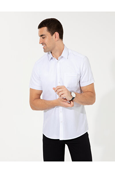 Pierre Cardin Cămașă albă cu mânecă scurtă, cu croială normală 50255266-VR013