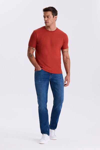 Jakamen Μπλε Slim Fit Πλυμένο Αντίκα Βαμβακερό Skinny Fit Jean τζιν παντελόνι