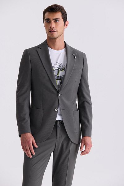 Jakamen Khaki Slim Fit Mono Collar Sports Suit