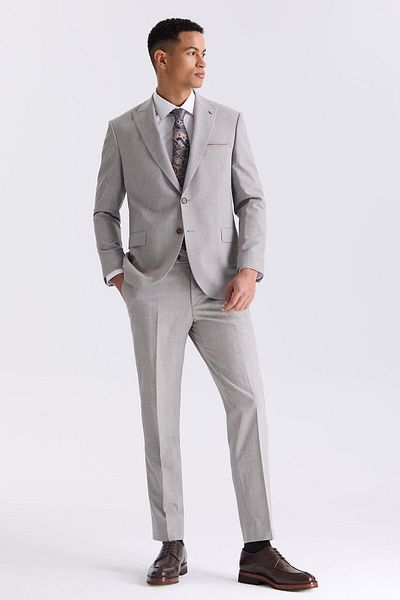 Jakamen Mink Classic Fit Pointed Collar Wool Suit