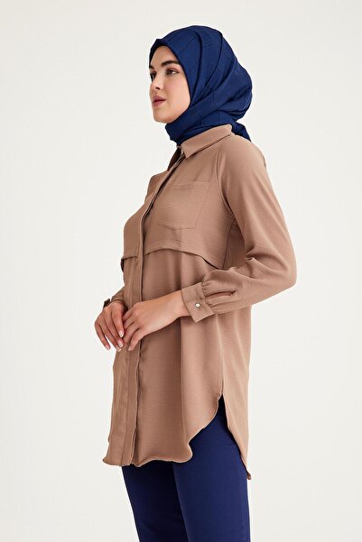 Plistre 2241_Μακρυμάνικο πουκάμισο τουνίκ με τσέπη