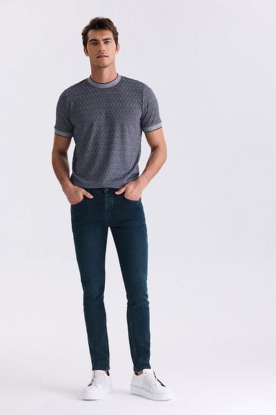 Jakamen Σκούρο Navy Blue Slim fit Lycra Cotton Washed Jean Jeans
