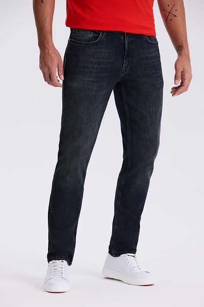 Jakamen Navy Blue-1 Slim Fit Washed Vintage βαμβακερό στενό τζιν παντελόνι