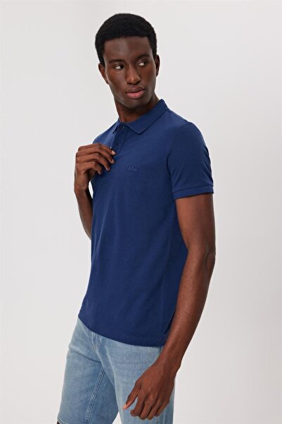 Lee Cooper Twins Erkek %100 Pamuk Polo Yaka T-shirt Gece Mavisi