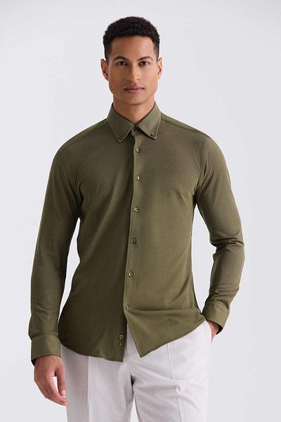 Jakamen Πράσινο βαμβακερό πουκάμισο με κουμπιά Comfort Fit