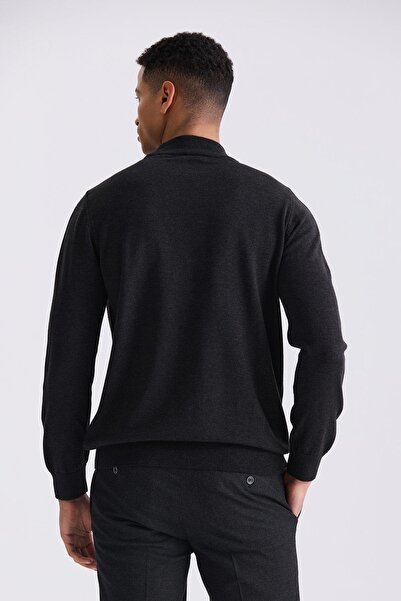 Jakamen Антрацит Slim Fit Півкомірний трикотажний светр