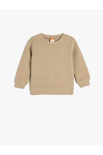Koton Crew Neck Sweatshirt Textured Cotton Blend