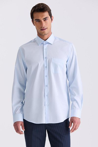 Jakamen Μπλε Classic Fit 100% βαμβακερό πουκάμισο