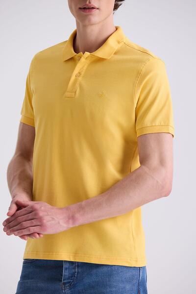 Jakamen Yellow Slim Fit Polo Neck T-Shirt