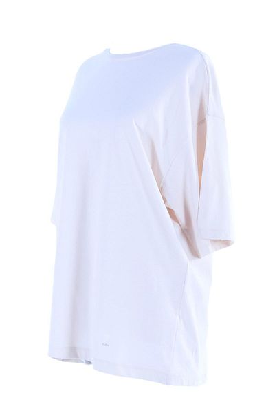 Plistre Μπεζ Boyfriend oversize βασικό μπλουζάκι με κοντό μανίκι και ίσιο είδος