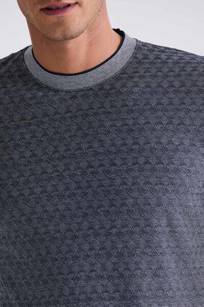 Jakamen Μπλούζα Navy Blue Slim Fit με Λαιμόκοψη Crew Neck