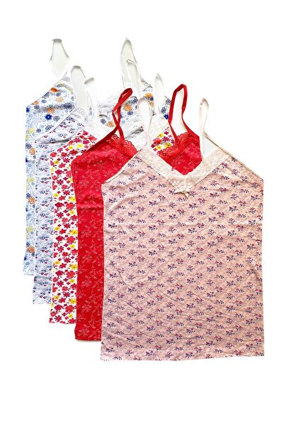 CT STONES 5 Pieces Women's Strappy Patterned Athlete Lacy Cotton Combed Cotton D6-10