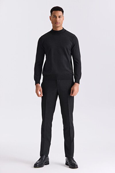 Jakamen Anthracite Slim Fit Half Fisherman Knitwear Sweater