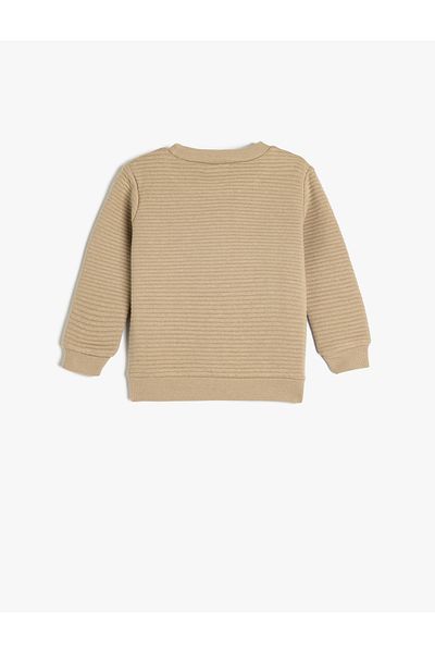 Koton Crew Neck Sweatshirt Textured Cotton Blend
