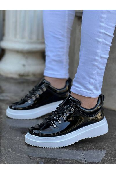 BOA Kb X4 Μαύρα λουστρίνια με ψηλή σόλα με κορδόνια casual ανδρικά παπούτσια