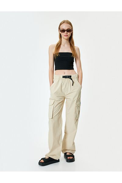 Koton Oversize Cargo Pants with Elastic Waist Belt