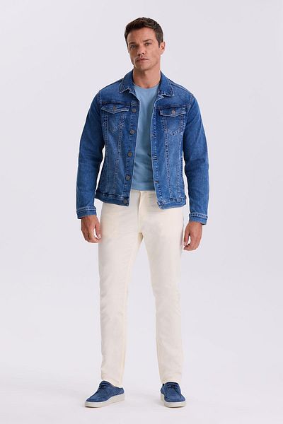Jakamen Ecru Comfort Fit Βαμβακερό παντελόνι με 5 τσέπες
