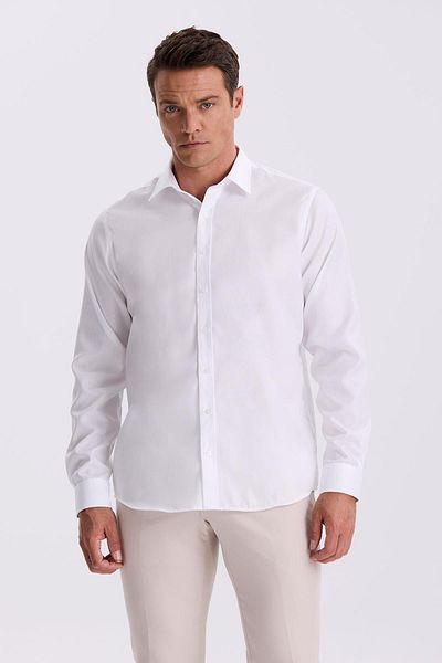 Jakamen Λευκό πουκάμισο Comfort Fit χωρίς σιδέρωμα 100% βαμβάκι