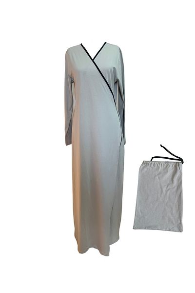 Plistre 1998_Practical Side Tie Double Breasted Piping Belted 100% Cotton Fabric Hijab Prayer Dress