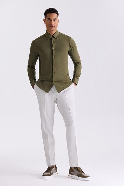 Jakamen Πράσινο βαμβακερό πουκάμισο με κουμπιά Comfort Fit