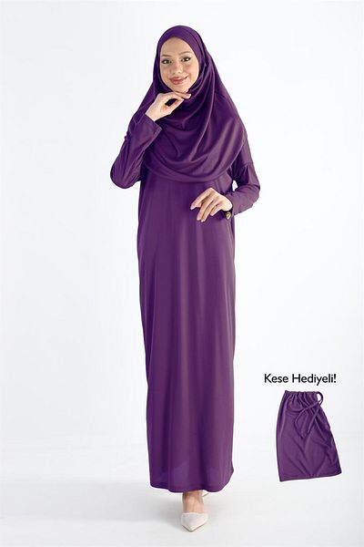 Plistre 2133_One Piece Αντιολισθητικό Φόρεμα Προσευχής Hijab - Κεφαλή με Μπόνε