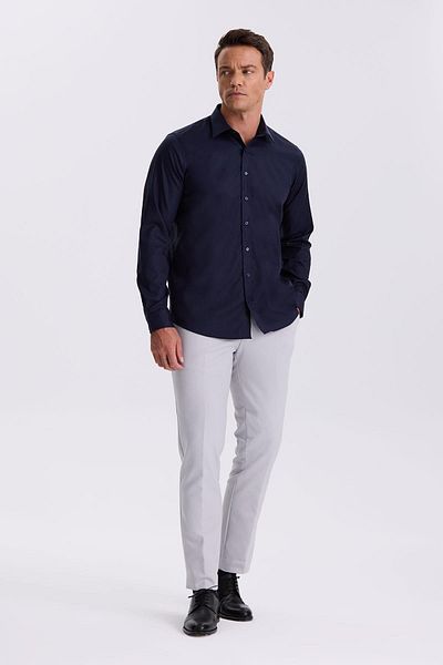 Jakamen Тъмносиня риза Comfort Fit Non-Isting, 100% памук, без гладене