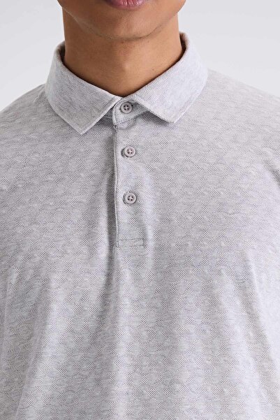 Jakamen Gray Slim Fit Polo Neck T-Shirt