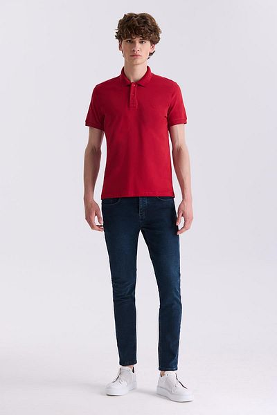 Jakamen Κόκκινο μπλουζάκι Polo Neck Slim Fit