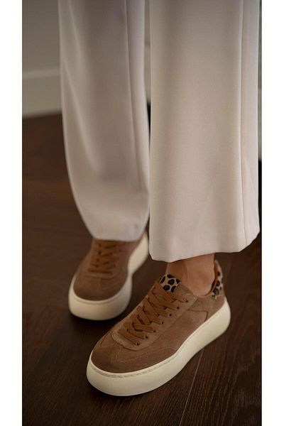 ECENİN BUTİĞİ Baena Camel Suede Genuine Leather Women's Sports Shoes