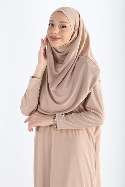 Plistre 2133_One Piece Αντιολισθητικό Φόρεμα Προσευχής Hijab - Κεφαλή με Μπόνε
