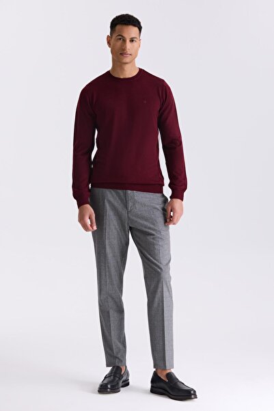 Jakamen Claret Red Regular Fit Crew Neck Knitwear Sweater